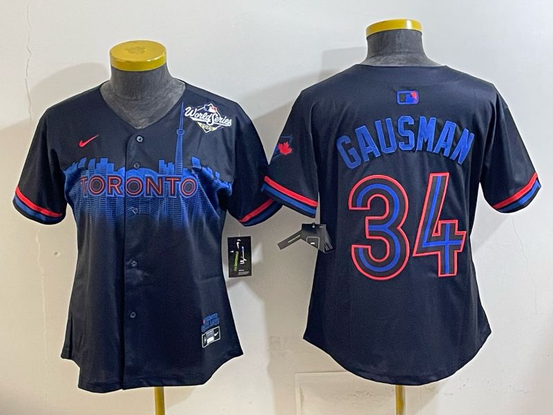 Women 2025 Nike Toronto Blue Jays #34 Gausman Blue Game MLB Jersey 04->women mlb jersey->Women Jersey